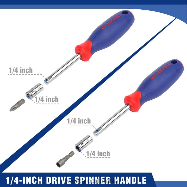WORKPRO Juego de vasos, juego de vasos de 70 piezas con trinquete de liberación rápida, métrico y sae JP02P308 herramienta moderno