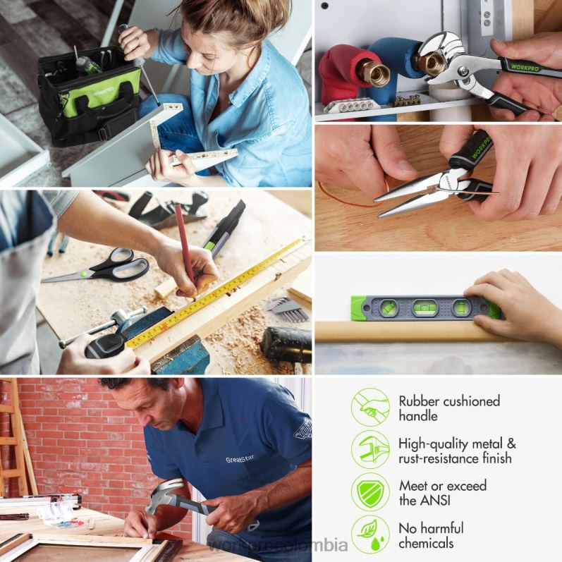 WORKPRO Kit combinado de taladro inalámbrico de 157 piezas con iones de litio inalámbricos de 20 V JP02P259 herramienta rosa/gris