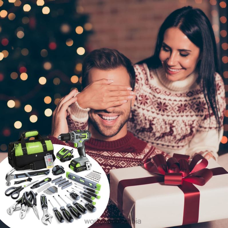 WORKPRO Kit combinado de taladro inalámbrico de 157 piezas con iones de litio inalámbricos de 20 V JP02P259 herramienta rosa/gris