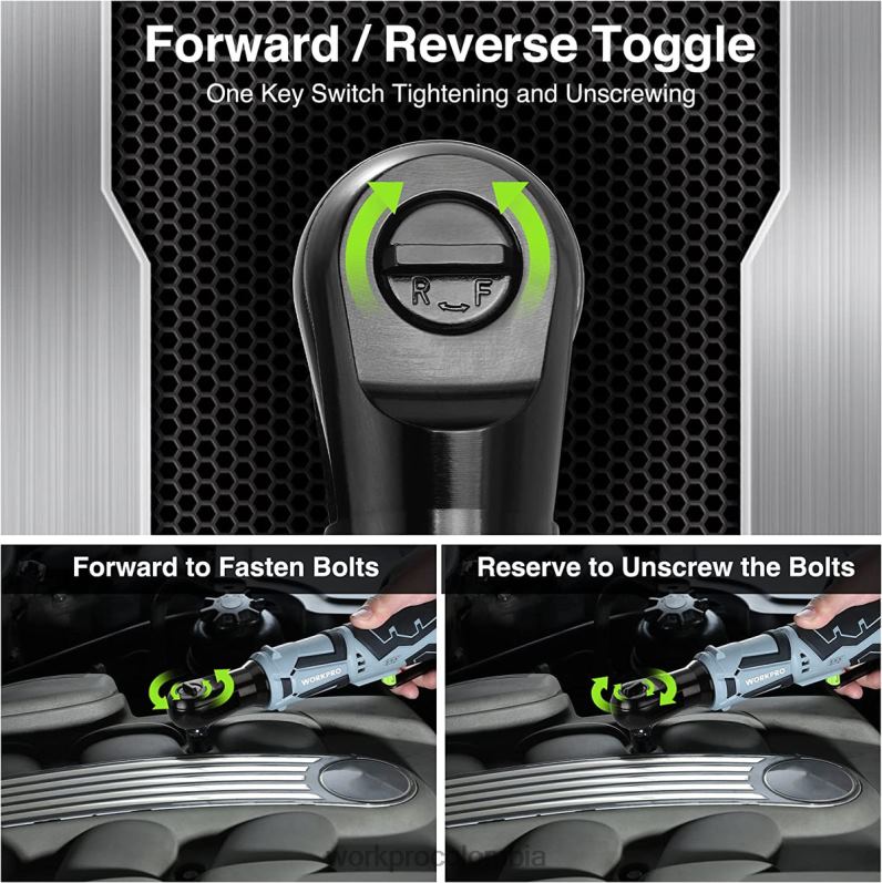 WORKPRO Llave de trinquete eléctrica inalámbrica, juego de 9 piezas de llave de trinquete eléctrica de 12 V y 40 pies-libras JP02P227 herramienta útil